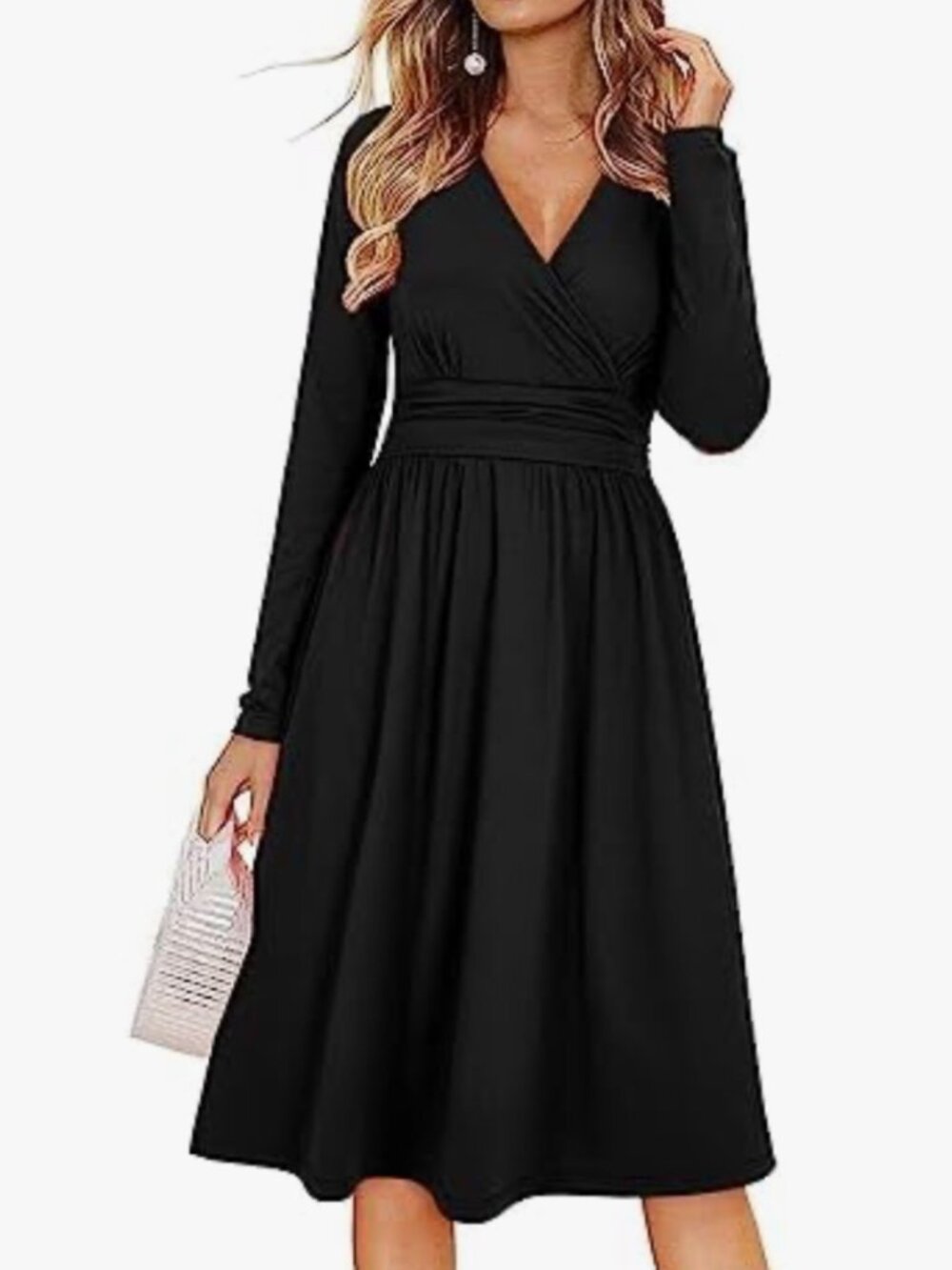 NEW black long sleeved v-neck dress with pockets
